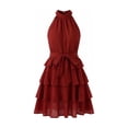 thumbnail image 7 of Blmnix Woman Dress Sexy Dresses Fit & Flare Party Dresses Dresses Sleeveless Halter Mid-Length Belted Summer Casual Dresses for Women,M, 7 of 7