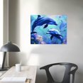 thumbnail image 4 of Orinice Dolphins Fish Underwater Fine Art Aesthetic Poster Print Wall Painting for Classroom Kitchen Office Farmhouse Bathroom Room Decor Pictures Wall Art Painting Ready to Hang Canvas Living Room, 4 of 6