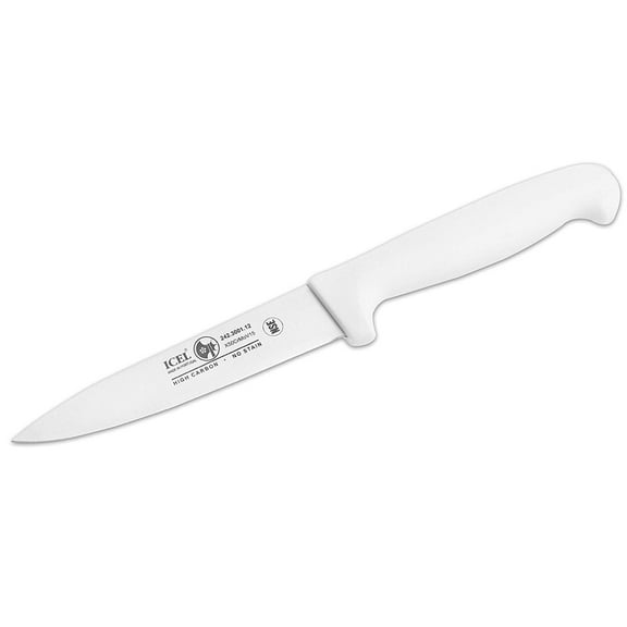 Icel 242300112 Utility Knife with 4-1/2 Inch Straight-Edge Stainless Steel Blade and White Plastic Handle