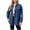 Dark Blue, variant on WCMZJ Women's Denim Jacket Button Up Frayed Hem Shacket Casual Long Sleeve Boyfriend Distresse Pockets Jean Jacket Fall Spring Dark Blue L