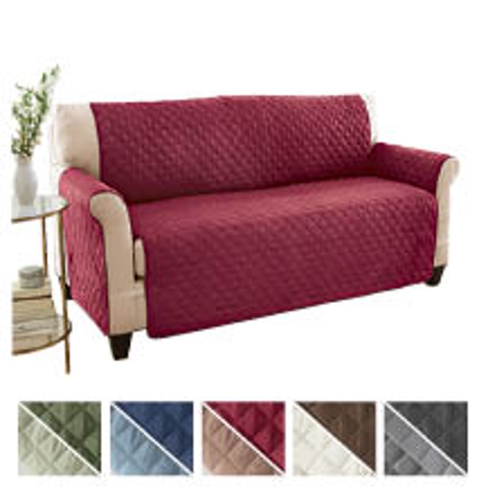 Collections Etc Reversible Quilted Loveseat Cover, SpillResistant with