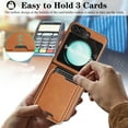 thumbnail image 6 of Compatible with Magsafe Wireless  Charging 2 in 1 Detachable for Samsung Galaxy Z Flip 5 Wallet Case with Card Slot Women Men, Classic Magnetic PU Leather Flip Cover for Galaxy Z Flip 5, Brown, 6 of 7