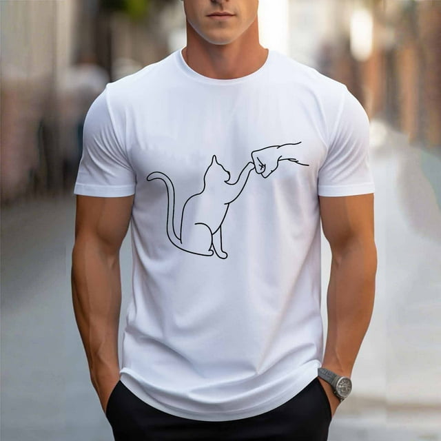Tops para hombre, blusas y camisas de cuello redondo y manga corta para hombre, blusas casuales de cuello redondo con estampado de moda para hombre, blusas de cuello redondo y manga corta, camisas par