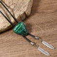 thumbnail image 5 of Men's Vintage Triangular Stone Feathered Pendant Bolotie Faux Leather Rope Necktie Necklace Shirt Collar Chain Neckwear, 5 of 9