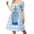 thumbnail image 2 of Pot de Gingembre Bleu et Blanc avec Vichy Robe Sans Manches Robe Élégante, 2 of 5
