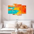 thumbnail image 2 of Elephant Stock Orange And Blue Abstract Wall Art - Horizontal Multi Panel Canvas - Lobby Wall Decor - Abstract Multi Panel - Orange And Turquoise Decor - 43" x 27", 2 of 8
