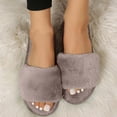 thumbnail image 5 of Women Slippers Non-Slip Flat Heel Open Toe Slip-on House Warm Shoes Women's Fashion Casual Home Indoor Outdoor Plus Velvet Warm Slippers, 5 of 9