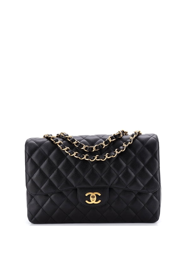 Pre-Owned Classic Single Flap Bag Quilted Caviar Jumbo By Rebag