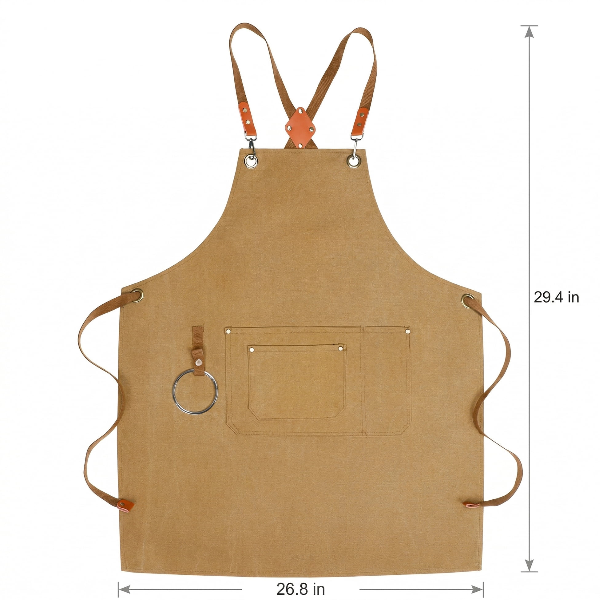 Unique Bargains Adjustable Long Waist Cooking Apron with Pockets 29.4x26.8in Coffee