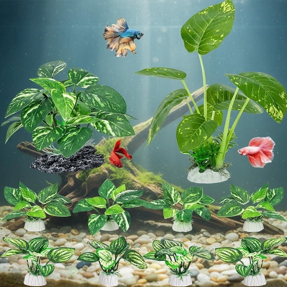 Betta Fish Tank Decor, Silk Aquarium Plants for Aquarium and Fish Tank Decoration
