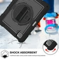 thumbnail image 2 of ELEHOLD 3-Layer Shockproof Case For iPad Pro 11 2022/2021/2020/2018, Rugged Cover with 360° Rotating Kickstand, Wrist Strap, Detachable Shoulder Strap, Pencil Holder, Black, 2 of 7