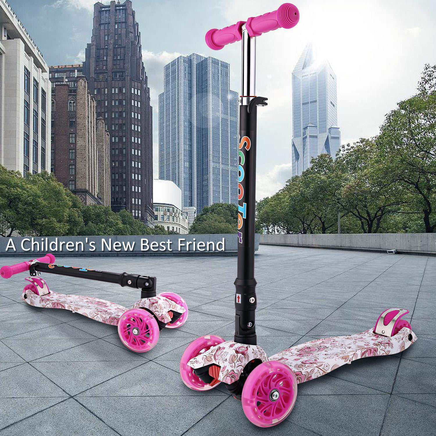 Generic Scooter for Unisex Kids, Folding 4 Light-Up Wheels Scooter Adjust Height for 3-12 Years - Walmart.com