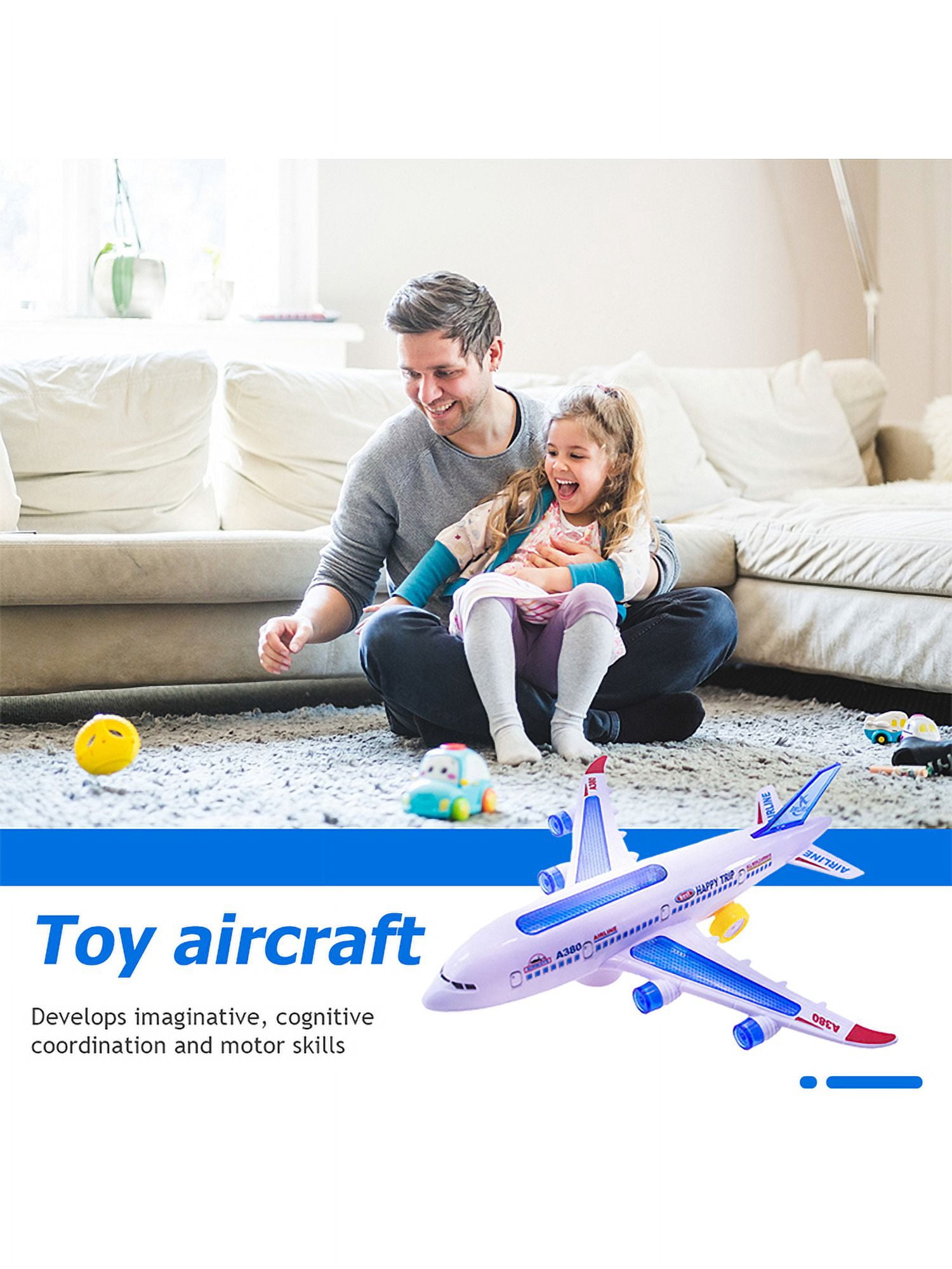 Avión A380 De Juguete De 43 Cm Con Luces Y Sonido – Modelo Eléctrico Con Ruedas Universales, Regalo Para Niños A Partir De 3 Años