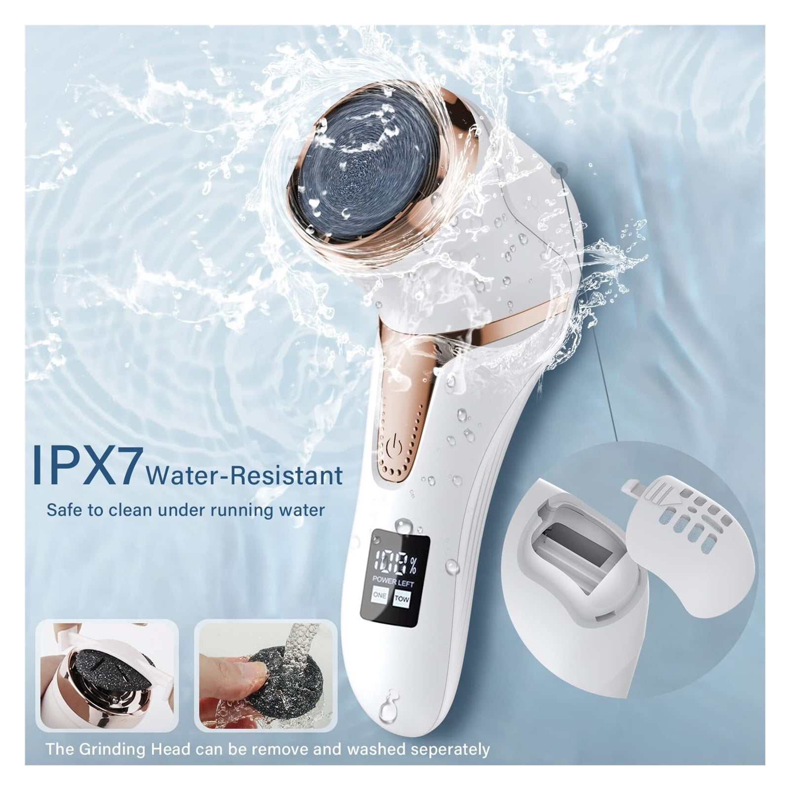 Electric Callus Remover for Feet (with Dander Vacuum), Portable Pedicure Kit Foot File Callus Remover, Rechargeable Waterproof Foot File for Foot Care Deadskin Remover with 9Head&LCD Display