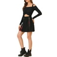 thumbnail image 4 of Allegra K Women's Plaid Overall Zipper Contrast Strap Mini Suspender Skirt, 4 of 6
