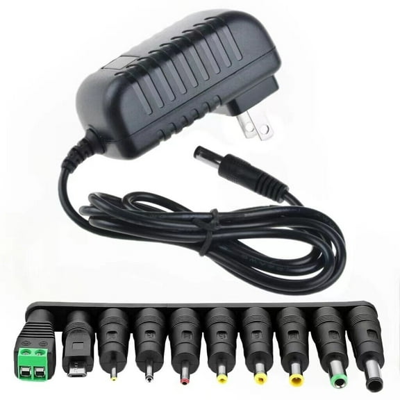 12V 2A AC DC Adapter Switching Power Supply, Wall Charger Cord with 10 Tips