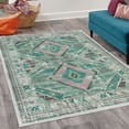 thumbnail image 2 of Tribal Decorative Rug, Abstract Geometric Motif of Striped Zigzag Shapes and Squares Ethnic Art, Quality Carpet for Bedroom Dorm and Living Room, 6 Sizes, Teal Rose Mint Green, by Ambesonne, 2 of 4