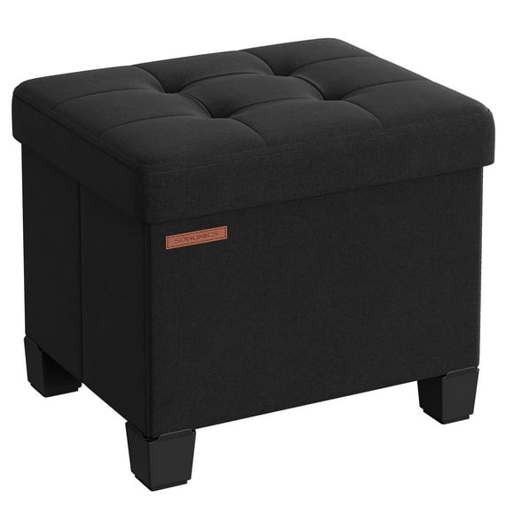 Reposapiés Storage Ottoman SONGMICS, tamaño pequeño, 32 x 40 x 33,5 cm, color negro