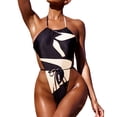 thumbnail image 1 of Fvwitlyh Maillots de Bain Femmes Maillot de Bain Échancré Rétro Col en V Monokini, 1 of 4