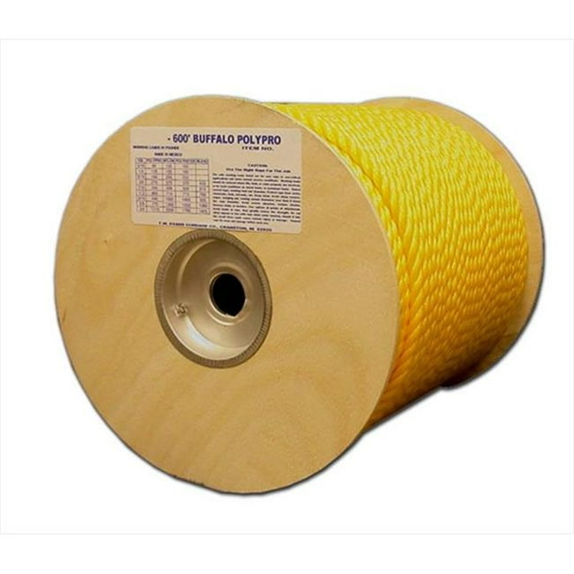 T.W. Evans Cordage 80-027 .375 in. x 1200 ft. Buffalo Twisted Polypro Rope in Yellow