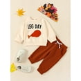 thumbnail image 2 of Bslissey Baby Girl Boy Thanksgiving Pants Sets 6M 12M 18M 24M Long Sleeve Letter Drumstick Print Sweatshirt + Pants 2Pcs Casual Outfits Infant Toddler Daily Clothes, 2 of 9
