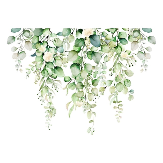 Calcomanía de pared para baño con diseño de planta verde, decoración Mural DIY de 25x35cm para sala de estar, accesorios resistentes al desgaste