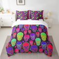 thumbnail image 2 of YST Neon Skull Comforter Set 7Pcs, Colorful Skeleton Head Bed-in-a-Bag, King, 2 of 5