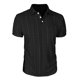 thumbnail image 2 of Blusa y camisa de manga corta con cuello vuelto para hombre, informal, a la moda, con botones, lisa, de poliéster., 2 of 7