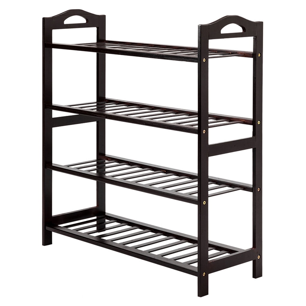 4 Tiers Shoe Rack Large Capacity Organizer Bamboo Stable Shoe Storage Stand Support 16 Pairs Shoes Walmart Com Walmart Com