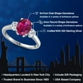 thumbnail image 2 of Gem Stone King 925 Sterling Silver Red Created Ruby and White Topaz Engagement Ring for Women | 2.66 Cttw | Oval 9X7MM | Gemstone July Birthstone | Size 7, 2 of 6