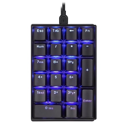 MOTOSPEED K23 Mechanical Numeric Keypad Blue Switch Wired 21 Keys Mini Numpad Portable Keypad Backlight Gaming Keypad Extended Layout for Cashier