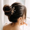 thumbnail image 4 of Peineta para el pelo para novia, pasador con diamantes de imitación y perlas, accesorios para el cabello de boda para novia, dama de honor, mujeres y niñas, dorado, 4 of 8
