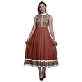 thumbnail image 1 of Bimba Brick Red Damask Indian Long Kurti For Women Party Wear Printed Sleeveless Anarkali Kurti Dress XX-Large, 1 of 6