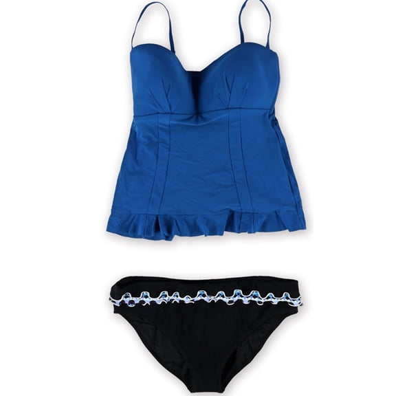 Profile Womens Full Foam Bust Skirtini 2 Piece Bandeau, Blue, 14