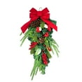 thumbnail image 2 of Costeam Christmas Teardrop Wreath with Pine Cone and Artificial Red Berry and Ribbon Bow for Front Door Wall Hanging Farmhouse Home Decoration Ornaments, 2 of 9