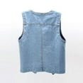 thumbnail image 3 of SWSMCLT Women's Denim Vest Fall Top Button Travel Spring Loose Cotton Fashion Tank Top Sleeveless Outwear Light Blue Small, 3 of 4