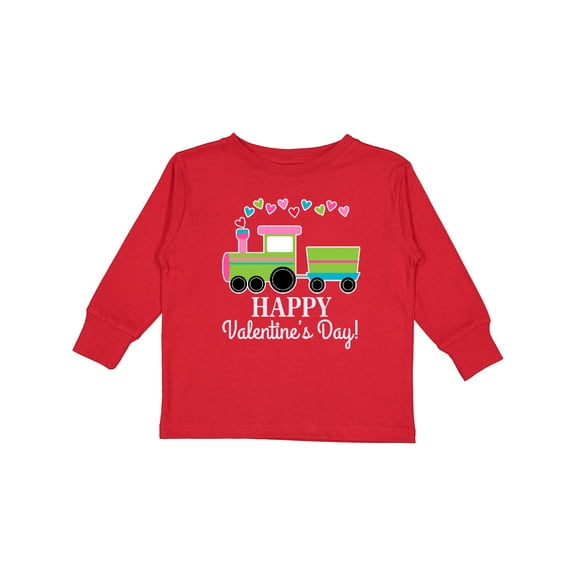 Inktastic Happy Valentines Day Childs Train Boys or Girls Long Sleeve Toddler T-Shirt