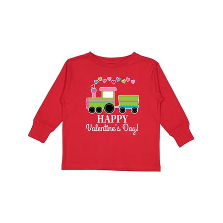 

Inktastic Happy Valentines Day Childs Train Gift Toddler Boy or Toddler Girl Long Sleeve T-Shirt