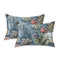 Yayeee Pillowcase Standard Size Set of 2 Satin Wrinkle Resistant Pillow Case, Sea Plants Pattern