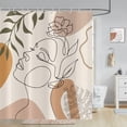 thumbnail image 2 of Cortina de ducha bohemia de 90 x 180 cm, moderna cortina de ducha de tela impermeable para bañera con cara de niña bohemia de arte abstracto beige, lavable, para ella, 2 of 4