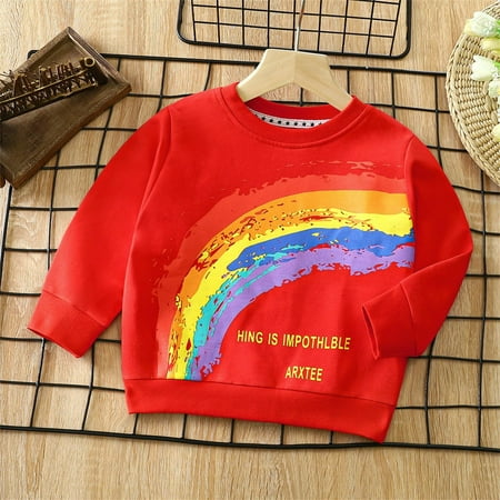 

YYYTop Fall Sweaters for Girl 2024 2 Year Old Girl Birthday Gift Long Sleeve Round-Neck Blouses Shirts Children Sweatshirt T-Shirt Style Boys Girls Long Sleeved Pullover Top Kids Crewneck Sweatshirt