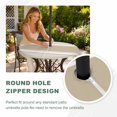 thumbnail image 4 of Round Outdoor Tablecloth with Umbrella Hole and Zipper, Farmhouse Beige Striped Tablecloth with Elastic Waterproof, Modern Minimalist Stripes Patio Table Covers for 55" - 60" Picnic Pool Tables, 4 of 9