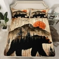 thumbnail image 2 of Feelyou Rustic Wildlife Bear Bed Sheets for Adult, Brown Wooden Plank King Sheets, Jungle Mountain Sun Sheet Set, Luxury Bedroom Decor, 4-Piece, 2 of 7