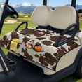 thumbnail image 3 of Xixirimido Golf Cart Seat Cover Quilted Golf Cart Seat Towel Blanket with 4 Pockets & Non Slip Backing Universal Fit for 2 Person Seats Carts, Brown Cow Cowhide, 3 of 8