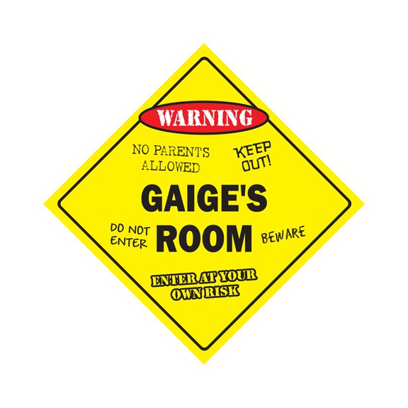 Gaige's Room Sign Crossing Zone Xing | Indoor/Outdoor | 20" Tall kids bedroom decor door children's name boy girl