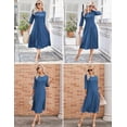 thumbnail image 6 of Zeagoo Women's Elegant Dress Round Neck 3/4 Sleeve Midi Dress Womens Casual A Line Dresses, 6 of 6