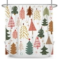 thumbnail image 6 of Boho Christmas Trees Shower Curtain Abstract Xmas Trees Shower Curtains Mid Century Style Snowflakes Shower Curtain Sets for Bathroom 72x72 in with 12 Hooks, 6 of 6