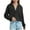 Black, variant on Timegard Hoodies for Women Cropped Sweatshirts V Neck Drop Shoulder Pullover Loose Long Sleeve Tops