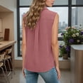 thumbnail image 4 of Curuila Womens Summer Tops Elegant Sleeveless Button Down Solid Color Lapel Casual T Shirt Red Size M, 4 of 7