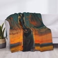 thumbnail image 3 of Rateoe Sunset Prairie Meditating Horse Pattern Flannel Throw Blanket, Ultra-soft Blanket for Bed, Couch, Car, Hypoallergenic Anti-pilling blanket-60"x50"(Horizontal), 3 of 6